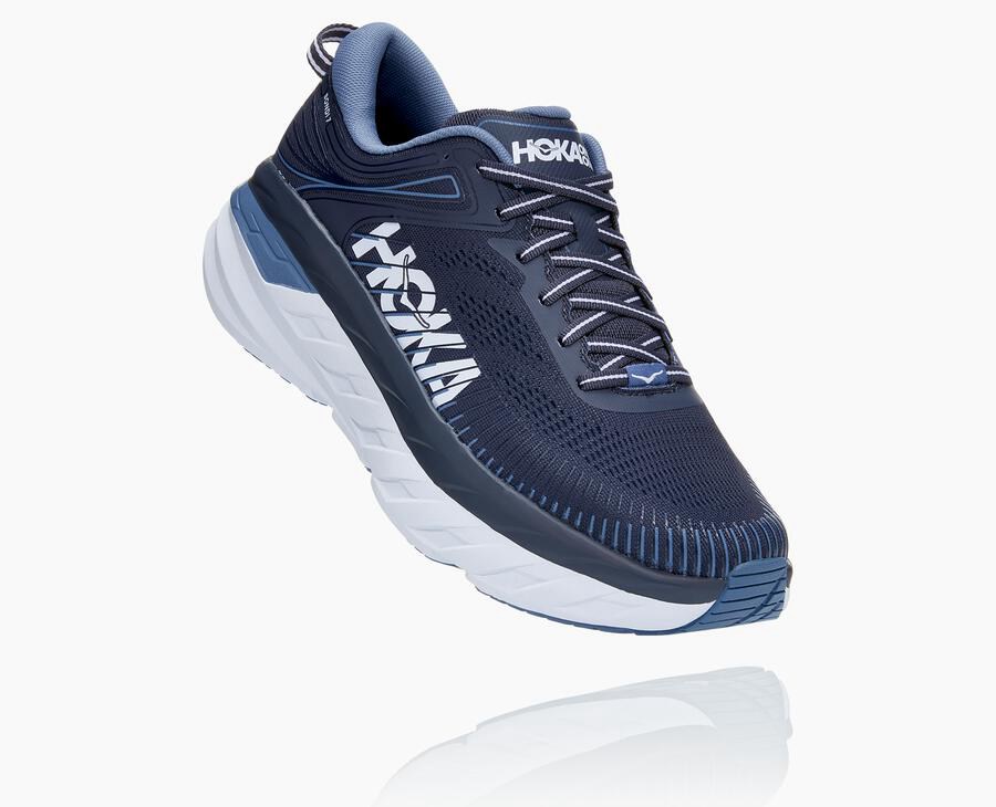 Hoka Australia One One Bondi 7 - Mens Running Shoes Navy - JTGAW-2463